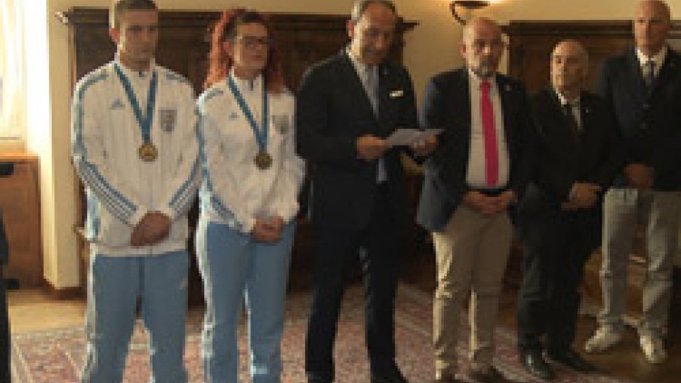 l'Udienza a PalazzoLa  Reggenza riceve le due medaglie d'oro di Tarragona 2018
