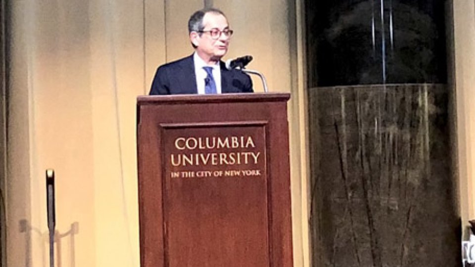 Il ministro Giovanni Tria alla Columbia University