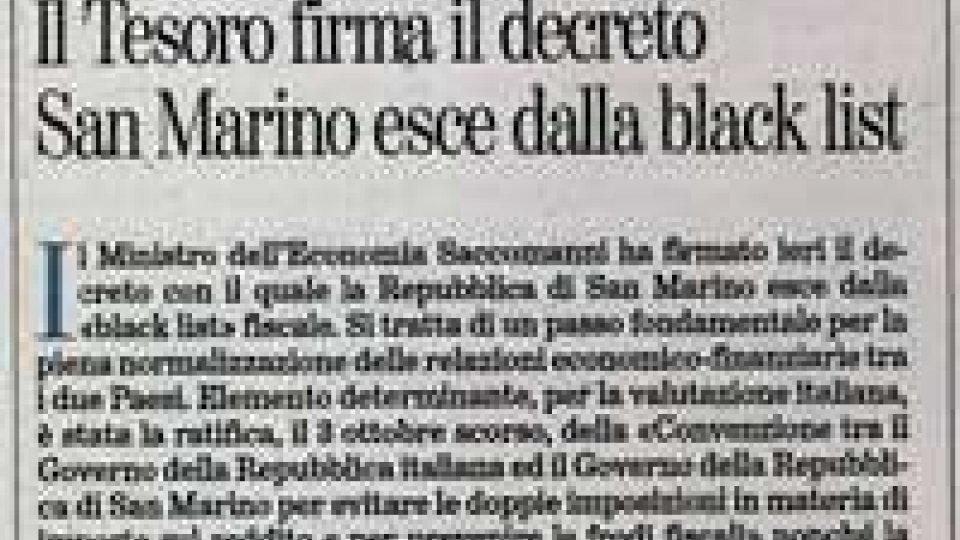 Fuori dalla black list: San Marino sui giornali