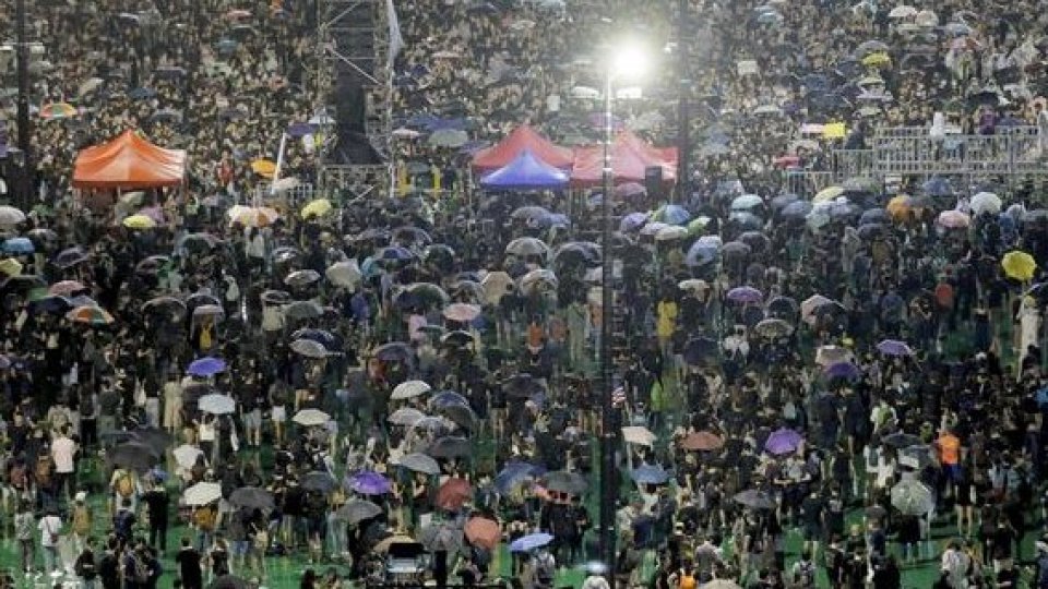 La manifestazione a Hong Kong, foto ansa