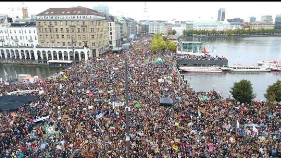 Lo sciopero a Amburgo. Foto Twitter
