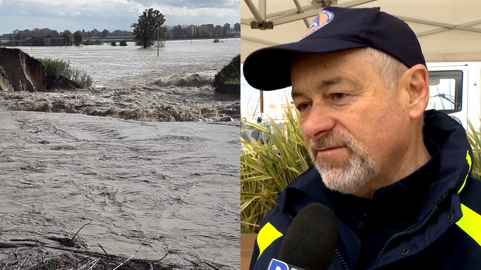 Esondazione Fiume Savio (foto @EmiliaRomagnaMeteo) e il Capo della Protezione Civile Fabio Berardi