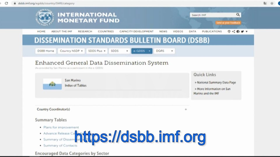 FMI: San Marino attua il sistema rafforzato di divulgazione dei dati (e-GDDS)