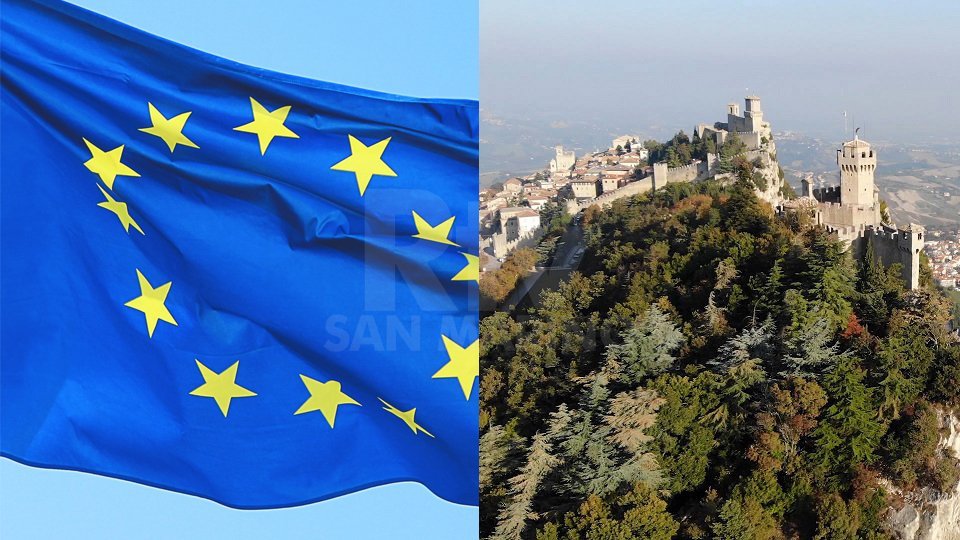 Bandiera UE e San MarinoBandiera UE e San Marino
