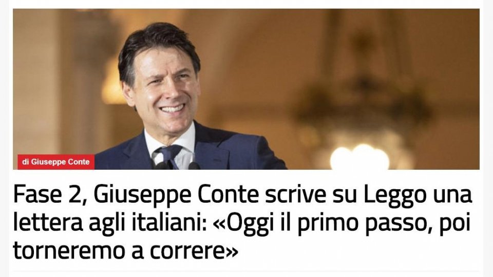 Lettera a leggo.it, Conte: “L’Italia tornerà a correre”