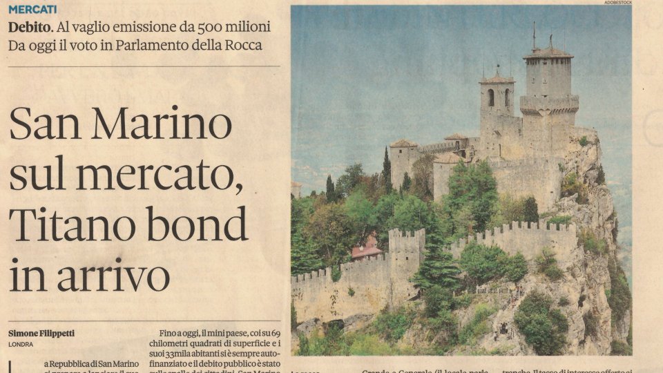 San Marino su Il Sole 24 ore, fra “Titano Bond” e “strade alternative per uscire dal tunnel”