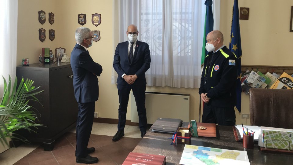 Il Segretario alla Sanità, Ciavatta e il Capo della Protezione Civile, Berardi incontrano il Prefetto di Rimini, Forlenza