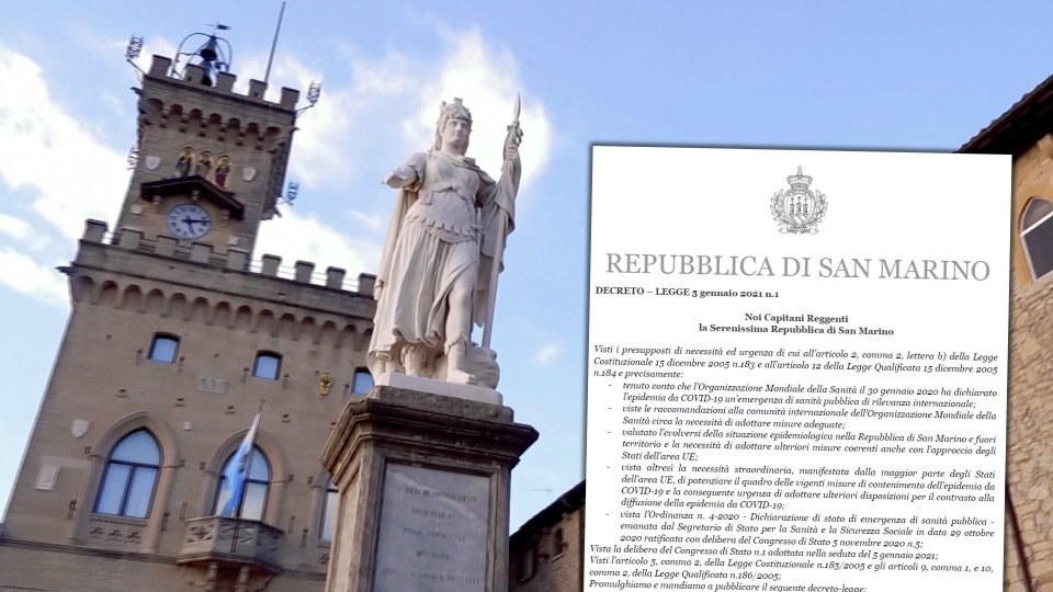 San Marino: emesso il decreto 1/2021 con le misure in vigore dal 7 al 16 gennaio