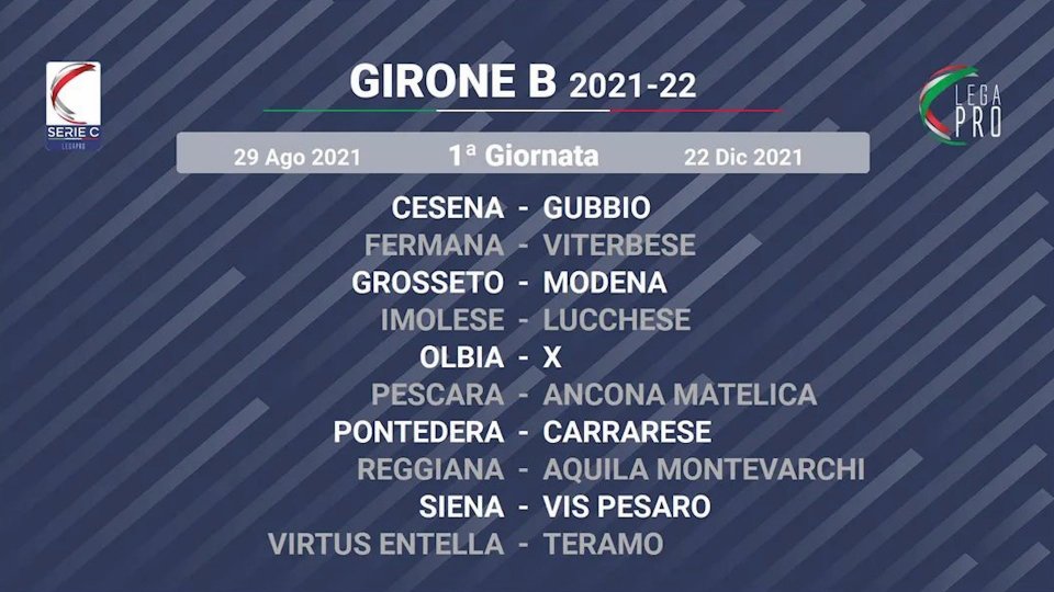 Serie C: la prima giornata Cesena-Gubbio e Imolese-Lucchese