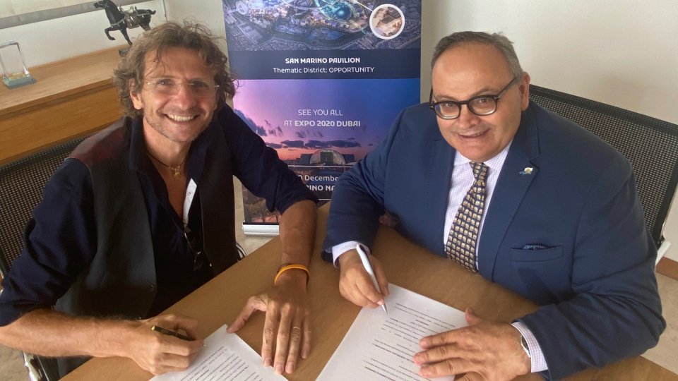 Enrico Cuini firma l'accordo di sponsorizzazione del Padiglione di San Marino a Expo Dubai 2020