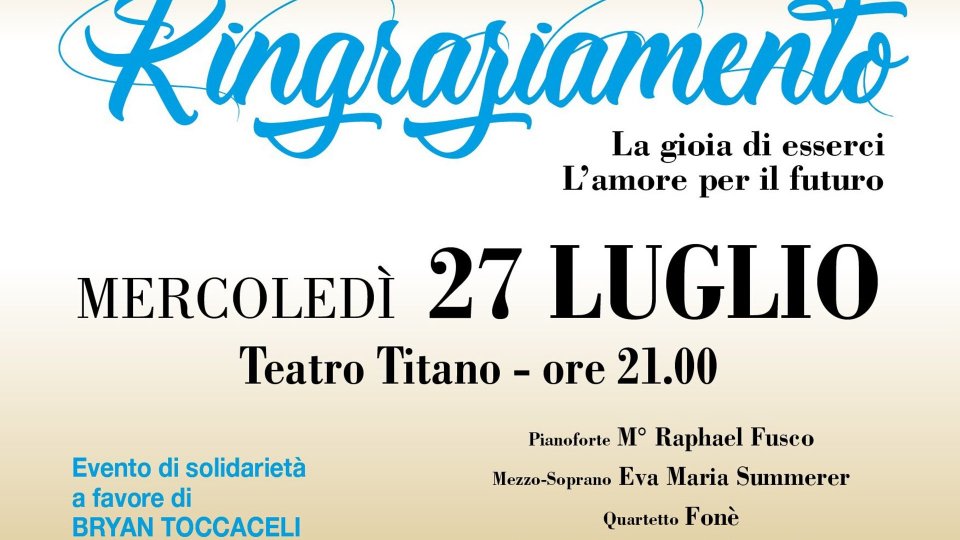 Associazione San Marino-Italia: al Titano concerto per Bryan