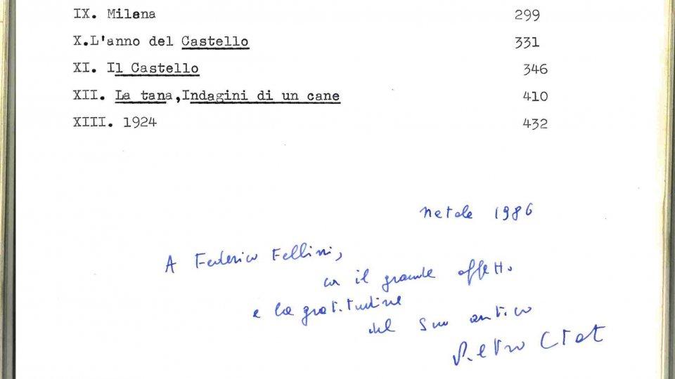 La scomparsa di Citati e il dattiloscritto su “Kafka” regalato a Fellini e conservato nell’archivio Fellini