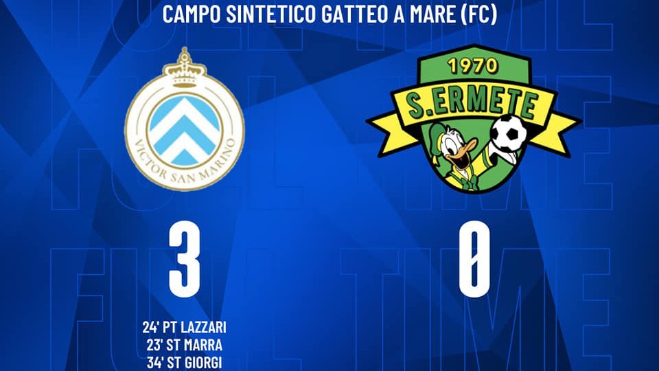 Eccellenza e Promozione: Victor San Marino-Sant'Ermete 3-0