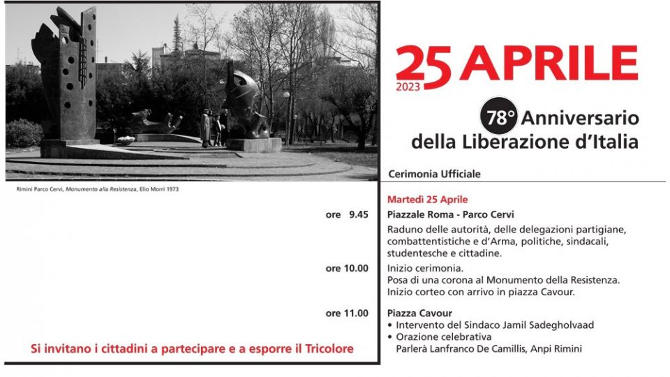 Rimini celebra il 25 aprile: il programma delle iniziative in programma domani   per il 78° Anniversario della Liberazione
