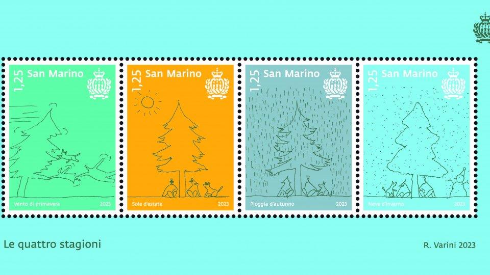 Il passare del tempo e delle 4 stagioni in una serie di francobolli emessi il 9 maggio 2023 da DFN di Poste San Marino