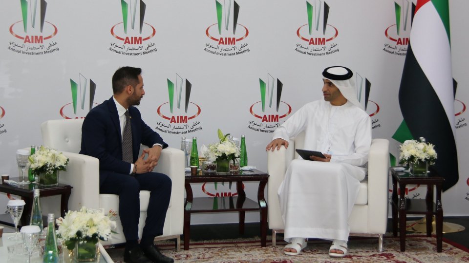 AIM Abu Dhabi: il Segretario di Stato Righi ha incontrato il Ministro del Commercio Estero degli Emirati Arabi H.E.  Thani Ahmed Al Zeyoudi