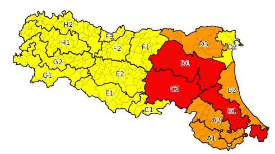 Nuova allerta meteo di colore rosso per piogge sull'Emilia Romagna