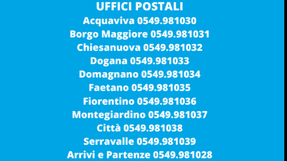 Poste San Marino: variano i numeri di centralini e uffici postali