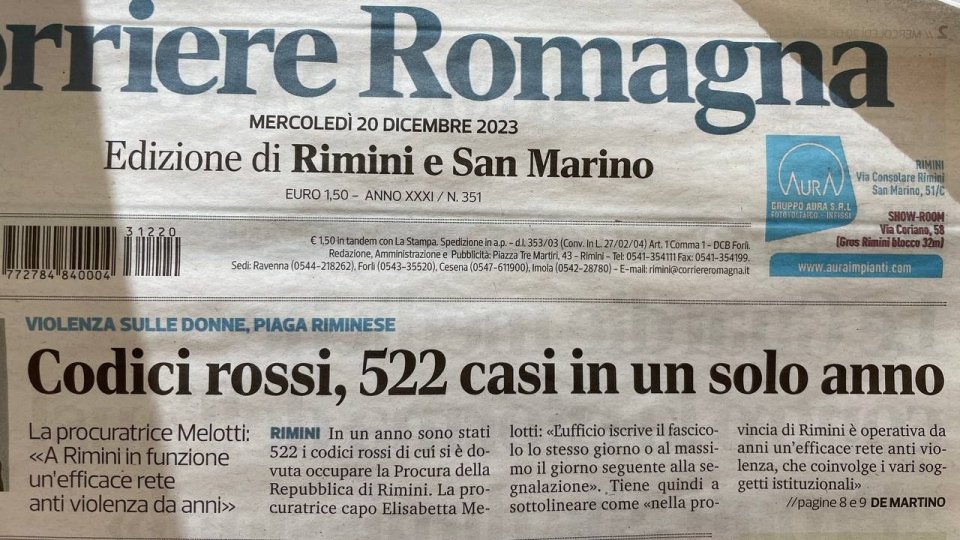 Rimini: 522 codici rossi in un anno, 82 i casi di stupro