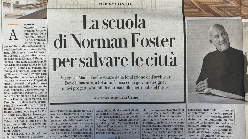 Segreteria Territorio: “La scuola di Norman Foster per salvare le città"