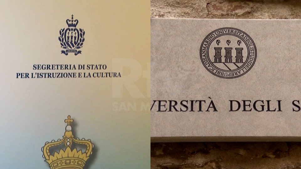 I loghi della Segreteria di Stato per l’Istruzione e la Cultura e dell’Università di San Marino
