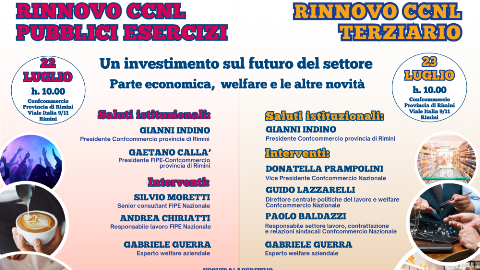 Due convegni formativi in Confcommercio della provincia di Rimini dedicati ai recenti rinnovi dei CCNL