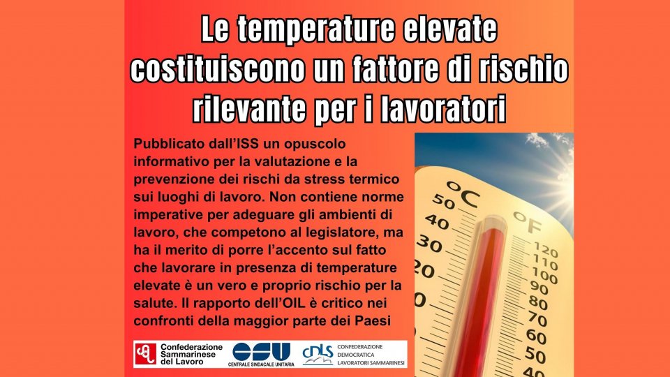 CSU: le temperature elevate costituiscono  un fattore di rischio rilevante per i lavoratori