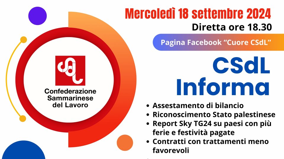 Domani nuova puntata di "CSdL Informa"