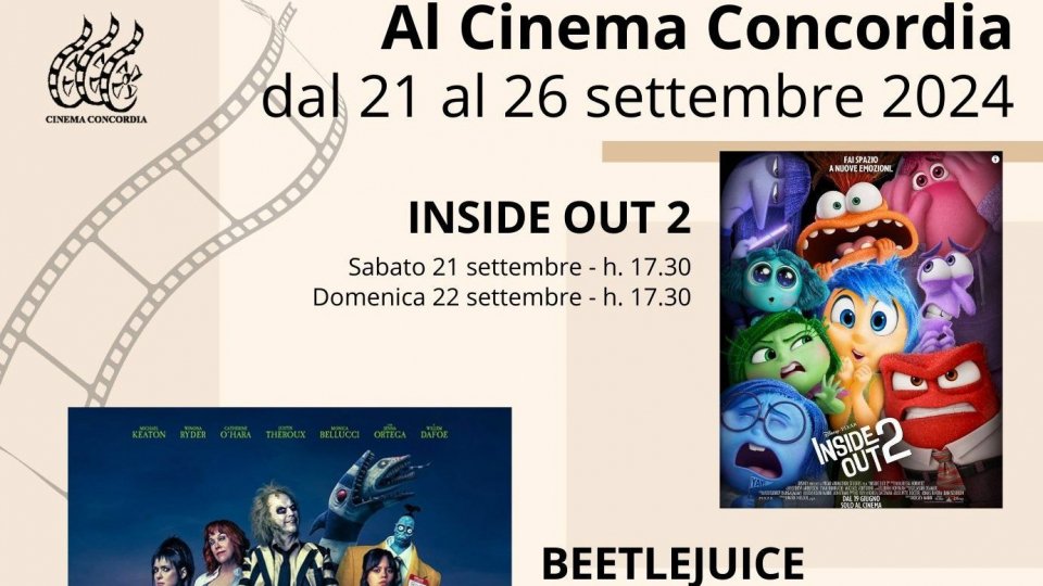 Inizio programmazione cinematografica dal 21 settembre al Cinema Concordia San Marino