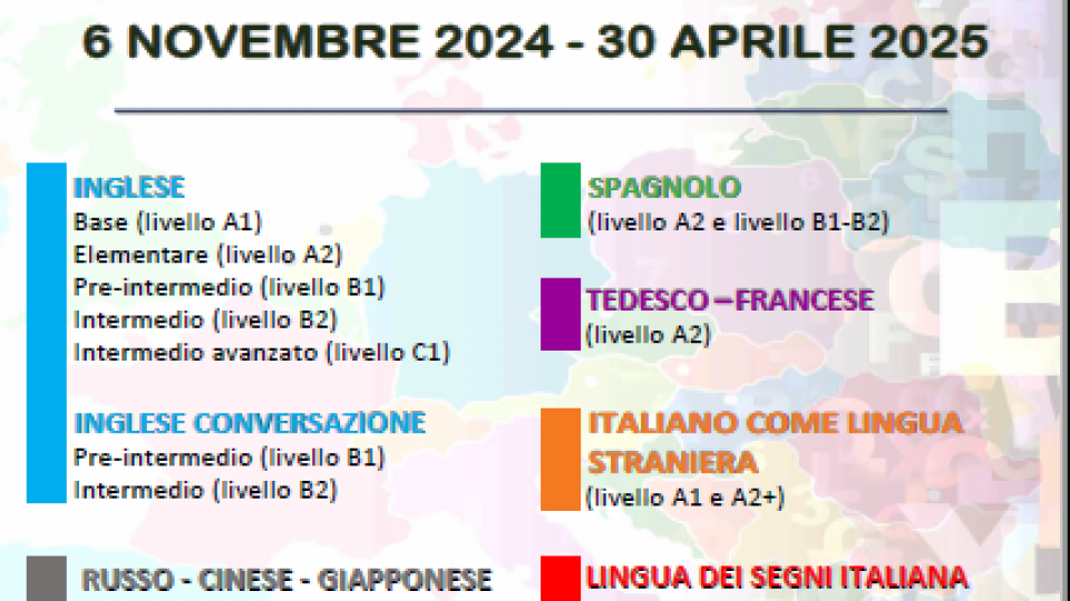 Corsi serali di lingua per tutti