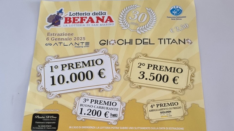 Lotteria della Befana: iniziata la vendita dei biglietti