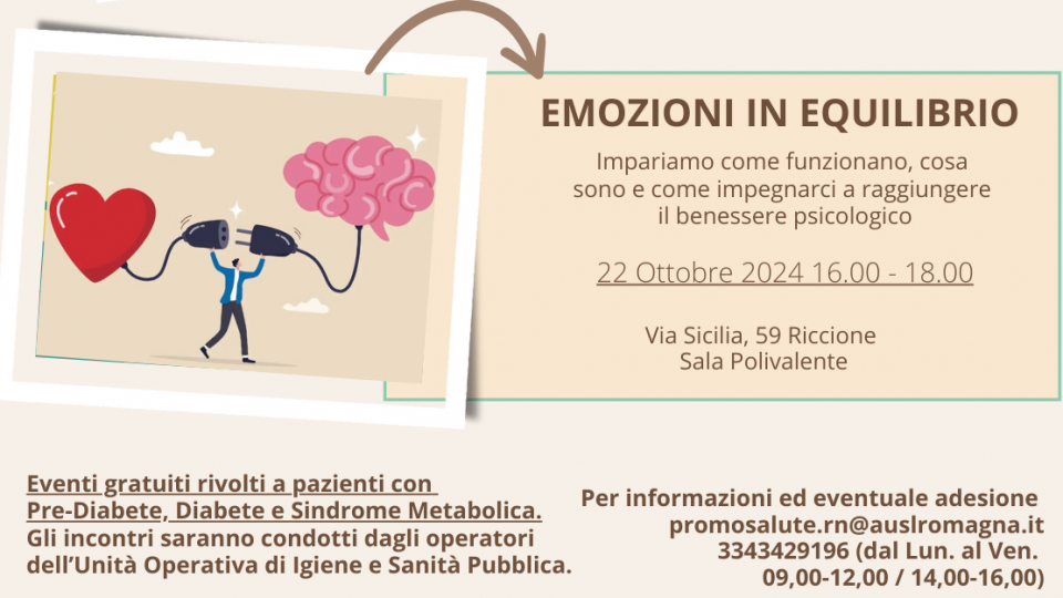 “Emozioni in equilibrio” martedì 22 ottobre a Riccione, evento gratuito di promozione della salute