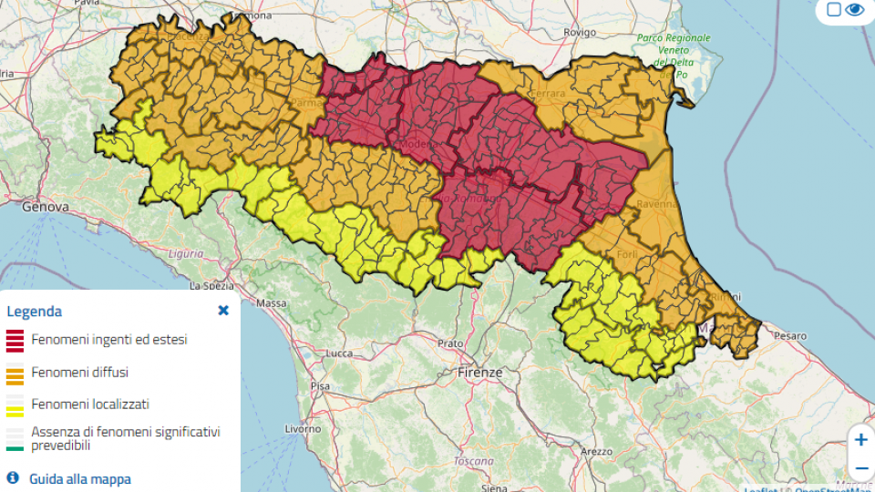 L'allerta meteo odierna