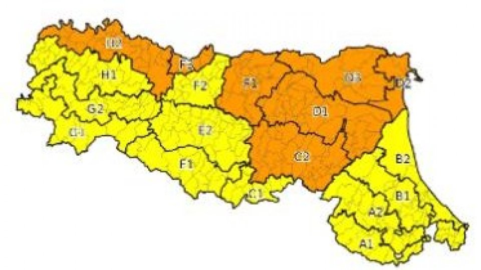 Maltempo, arancione e gialla l'allerta in Emilia-Romagna