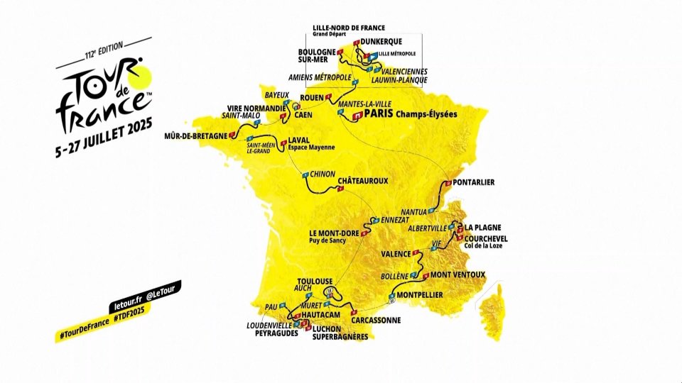 Tour de France 2025: presentato il percorso