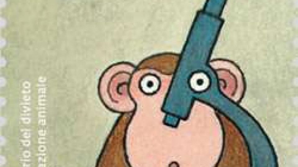 La scimmietta dietro il microscopio