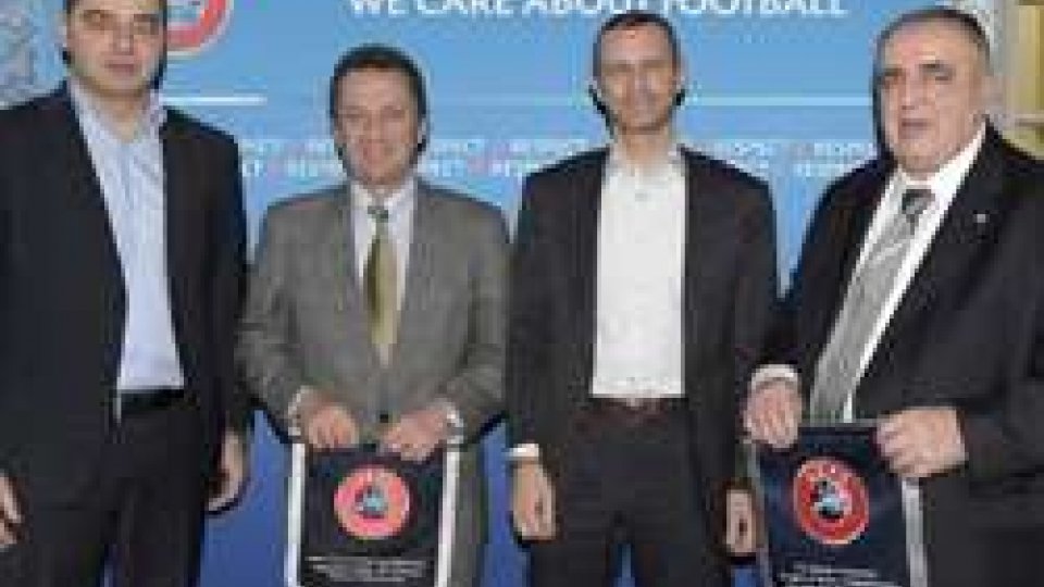 Il Presidente UEFA ?eferin omaggia Tura e Crescentini in udienza
