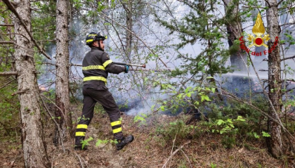 Incendio nel bosco di Santa Sofia, vento complica azione di spegnimento in corso da ore
