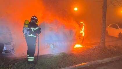 Incendio a Fiorina: pulmino del Rugby Club San Marino distrutto, danneggiata un’Audi