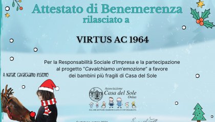 In occasione del natale, la Vrtus Ac sostiene i progetti dell'associazione casa del sole