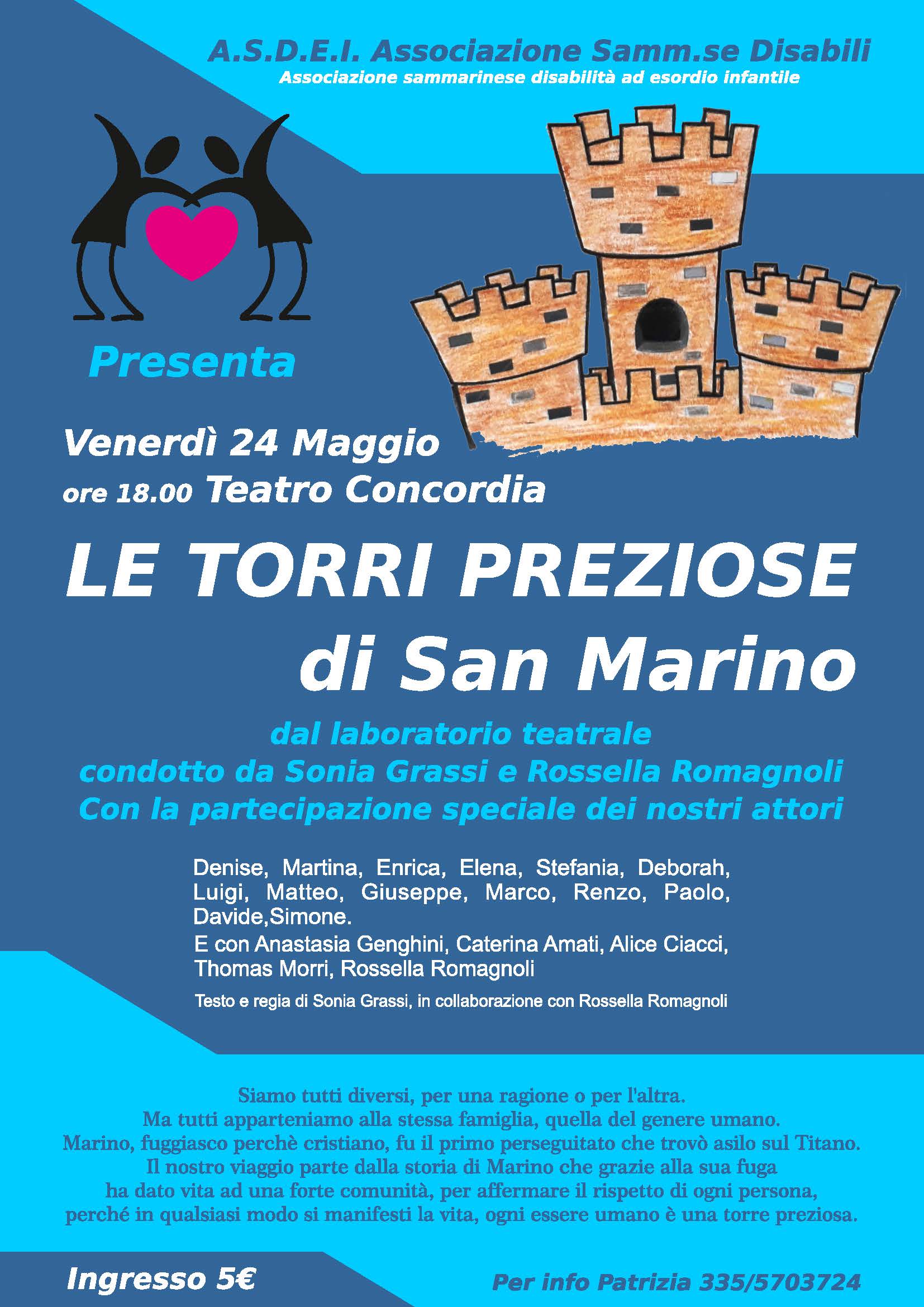 L'Associazione A.S.D.E.I. presenta "LE TORRI PREZIOSE"  di San Marino