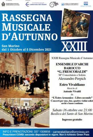 XXIII Rassegna Musicale d’Autunno 2021: Estro Vivaldiano, Ensemble d’Archi barocco “G. Frescobaldi”