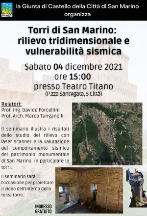 Torri di San Marino: rilievo tridimensionale e vulnerabilità sismica