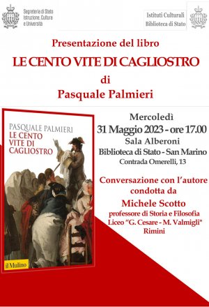 Biblioteca di Stato: “Le cento vite di Cagliostro” il libro di Pasquale Palmieri