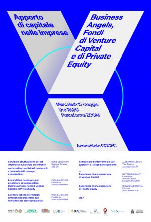 Webinar "Apporto di Capitale nelle imprese - Business Angels, fondi di Venture Capital e di Private Equity"