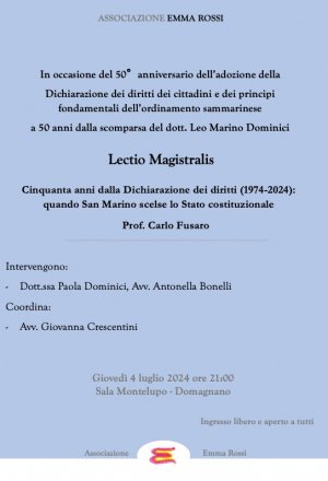 Associazione Emma Rossi: Lectio Magistralis con Carlo Fusaro