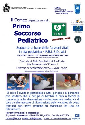 Corso di primo soccorso pediatrico CEMEC