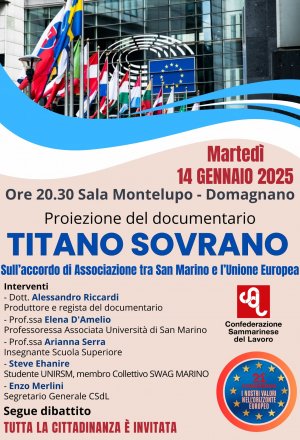 Accordo di Associazione alla UE: proiezione del documentario "Titano Sovrano"